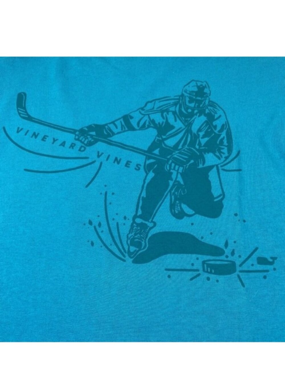 Vineyard Vines | Teal Hockey Take The Shot Long Sleeve Graphic Tee | Size Small